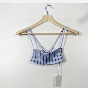 ONIA SWIM Women's NWT Striped Maja Bikini Top Blue Red XS